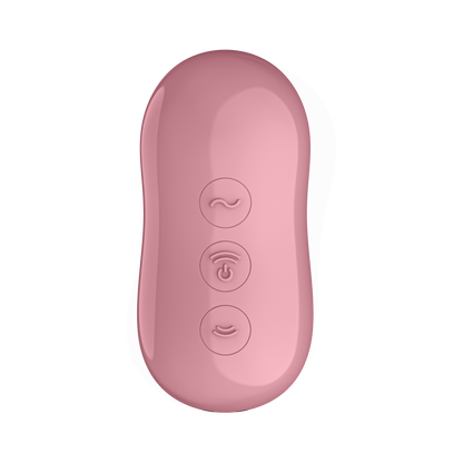 Bottom of the Satisfyer Cotton Candy Air Pulse Stimulator, with three visible controls top to bottom.