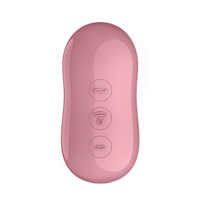Bottom of the Satisfyer Cotton Candy Air Pulse Stimulator, with three visible controls top to bottom.