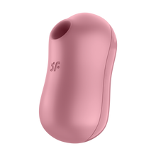 Load image into Gallery viewer, Top view from the side of the Satisfyer Cotton Candy Air Pulse Stimulator, with the &quot;sf&quot; logo visible on the top of the product.