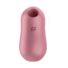 Load image into Gallery viewer, top view of the Satisfyer Cotton Candy Air Pulse Stimulator, wit the &quot;sf&quot; logo visible in the middle.