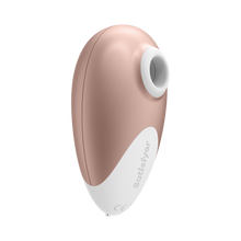 Load image into Gallery viewer, Bottom right of the Satisfyer Deluxe Air Pulse Stimulator, with &quot;Satisfyer&quot; written at the bottom of the product.