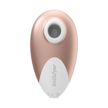 Load image into Gallery viewer, Bottom of the Satisfyer Deluxe Air Pulse Stimulator, with &quot;Satisfyer&quot; written at the bottom of the product, and on the top is the Air Vibe.