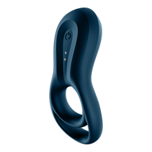 Charger l&#39;image dans la galerie, Bottom right of the Satisfyer Epic Duo Ring Vibrator with the power button facing the left side, with the charging port.