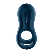 Load image into Gallery viewer, Bottom of the Satisfyer Epic Duo Ring Vibrator with the power button, with the charging port in the middle.