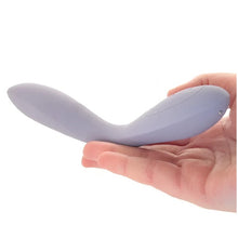 Load image into Gallery viewer, Side view of the Satisfyer G-Spot Flex 2 Multi Vibrator bent in the middle held in a hand, showing the size to scale.
