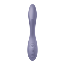 Load image into Gallery viewer, Front view of the Satisfyer G-Spot Flex 2 Multi Vibrator, with the intensity controls showing in the bottom marked by = and -, with the SF logo in the middle of the controls.