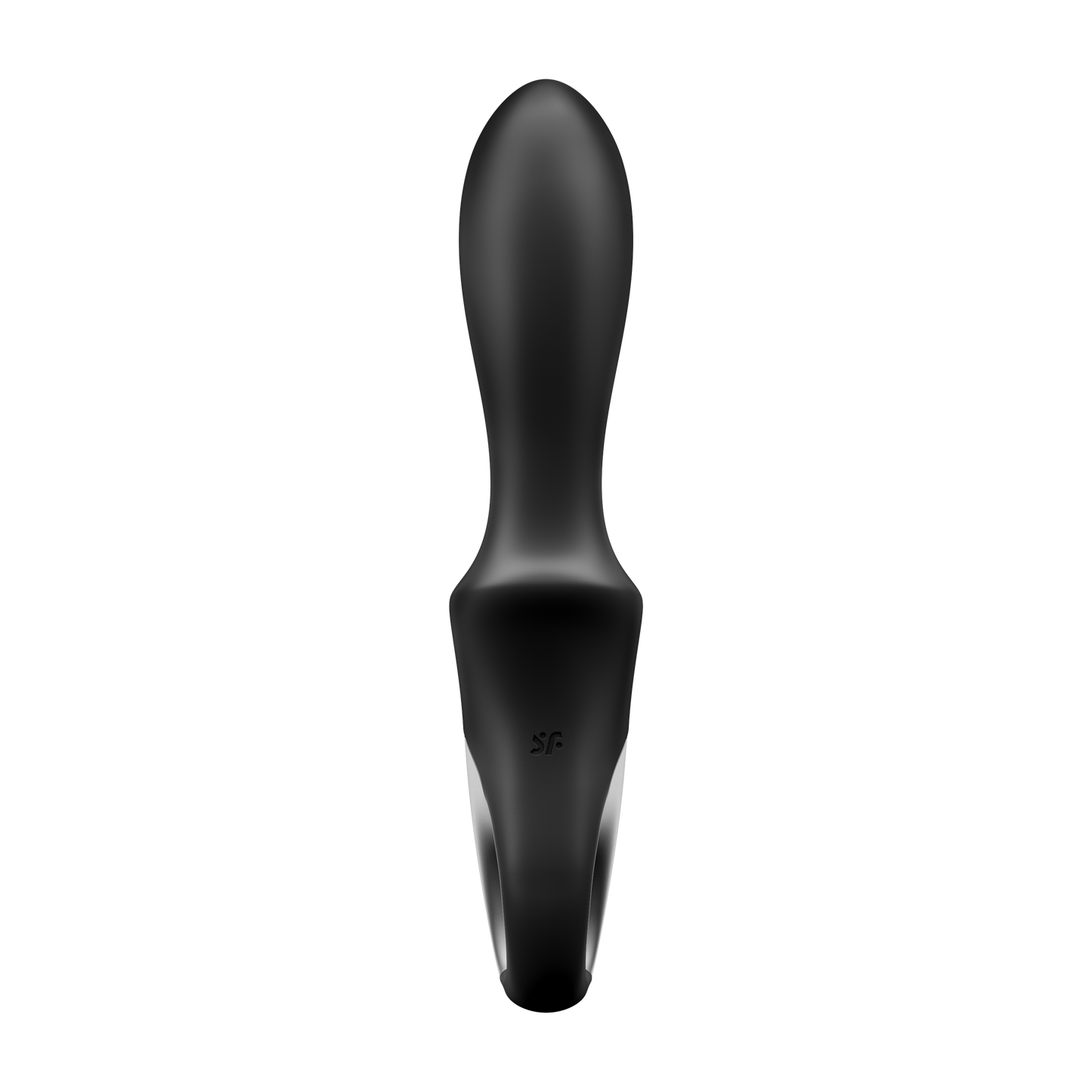 Back of the Satisfyer Heat Climax Anal Vibrator with the SF logo on the middle part of the handle