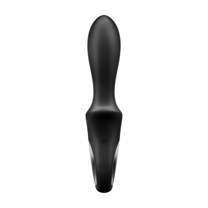 Back of the Satisfyer Heat Climax Anal Vibrator with the SF logo on the middle part of the handle