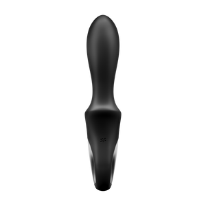 Back of the Satisfyer Heat Climax Anal Vibrator with the SF logo on the middle part of the handle