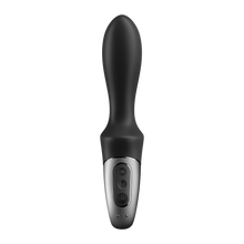 Load image into Gallery viewer, Front view of the Satisfyer Heat Climax Anal Vibrator with the controls visible at the centre of the handle, and the charging port at the very bottom of the handle