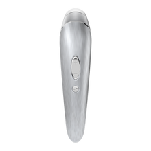 Charger l&#39;image dans la galerie, Back side of the Satisfyer High Fashion Luxury Air Pulse Stimulator + Vibration. The + / - dual bottom is visible on the nadle and bellow that is the wave button.