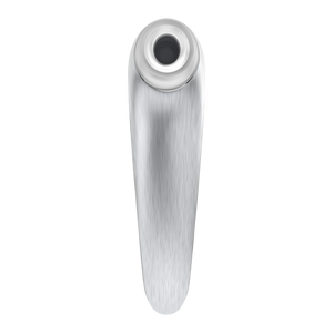 Front view of the Satisfyer High Fashion Luxury Air Pulse Stimulator + Vibration, with the silicone head on top.