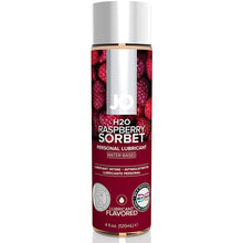 Load image into Gallery viewer, A bottle of JO H2O Raspberry Sorbet Personal Lubricant Water-Based Flavored 4 fl. oz. (120ml)