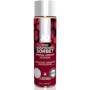 A bottle of JO H2O Raspberry Sorbet Personal Lubricant Water-Based Flavored 4 fl. oz. (120ml)