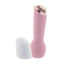 Load image into Gallery viewer, Interchangeable battery beside the wand massager standing on it&#39;s head from the Satisfyer Marvelous Four Air Vibes + Vibrator Set.