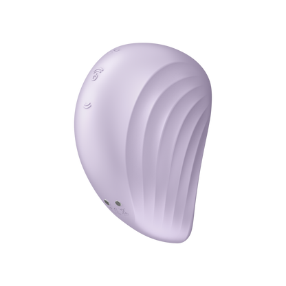 The left side of the Satisfyer Pearl Diver Air Pulse Stimulator with two bottom control buttons are visible from the left side of the product, at the bottom left is the charging port.