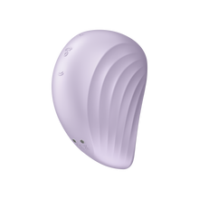 Load image into Gallery viewer, The left side of the Satisfyer Pearl Diver Air Pulse Stimulator with two bottom control buttons are visible from the left side of the product, at the bottom left is the charging port.