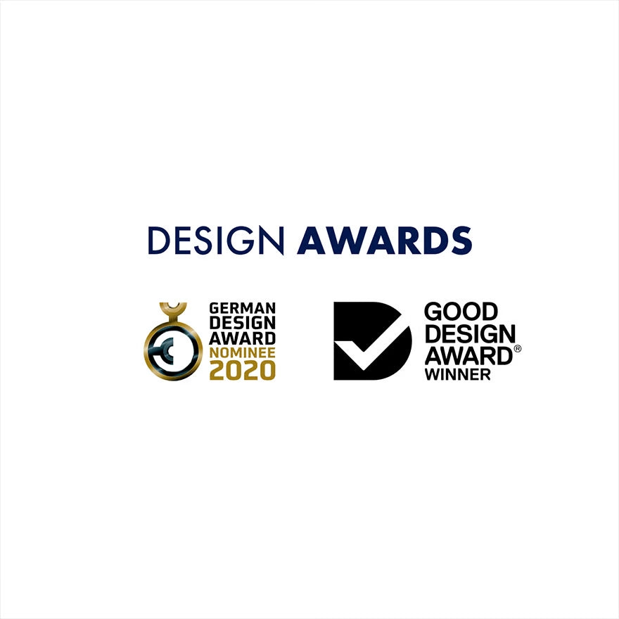 Design Awards: German Design Award Nominee 2020, and Good Design Award Winner.