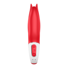 Load image into Gallery viewer, Front of the Satisfyer Power Flower Vibrator with 3 button visible in the middle of the handle, and on the bottom is the charging port.