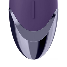 Load image into Gallery viewer, Close up of the Satisfyer Purple Pleasure Lay-on Vibrator with the vertical control button visible on the upper part of the product.