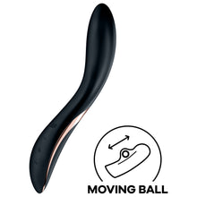 Charger l&#39;image dans la galerie, Satisfyer Rrrolling Explosion Vibrator with controls visible at the lower front of the product marked by -, + and horizontal wave, above the controls is engraved SF logo. On the bottom right of the image is an icon for Moving Ball.