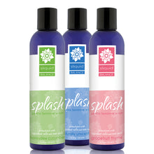 Load image into Gallery viewer, A set of Sliquid Balance Splash gentle feminine wash formulated with coconut oils and Sea Salt 8.5 fl oz / 255 ml (left to right): honeydew cucumber, naturally unscented (middle back), and grapefruit thyme.