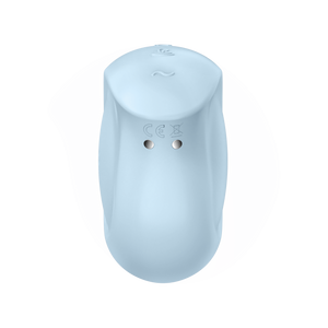 Back of the Satisfyer Sugar Rush Air Pulse Stimulator on the top is partially visible control buttons, and on the upper back is the charging port.