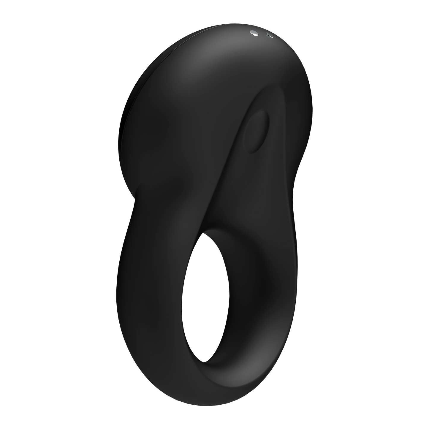 Bottom side of the Satisfyer Signet Ring Vibrator on top of the product is the charging port.