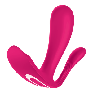 Back side view of the Satisfyer Top Secret + Wearable Vibrator, with the power button partially visible.