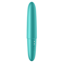 Load image into Gallery viewer, Back right side of the  Satisfyer Ultra Power Bullet 6 Vibrator, with the charging port visible on the top right on the handle.