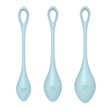 Load image into Gallery viewer, Front of the Satisfyer Yoni Power 2 Balls Training Set, with each kegel balls has a SF logo engraved in the middle.